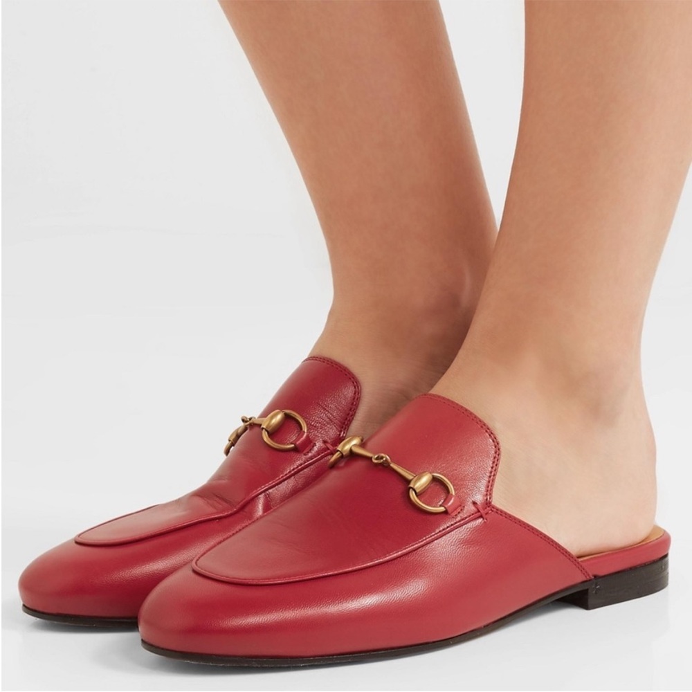 Gucci Princetown Hibiscus Red Leather Horsebit Mule
Slipper 41.5 New with box - Picture 8 of 8